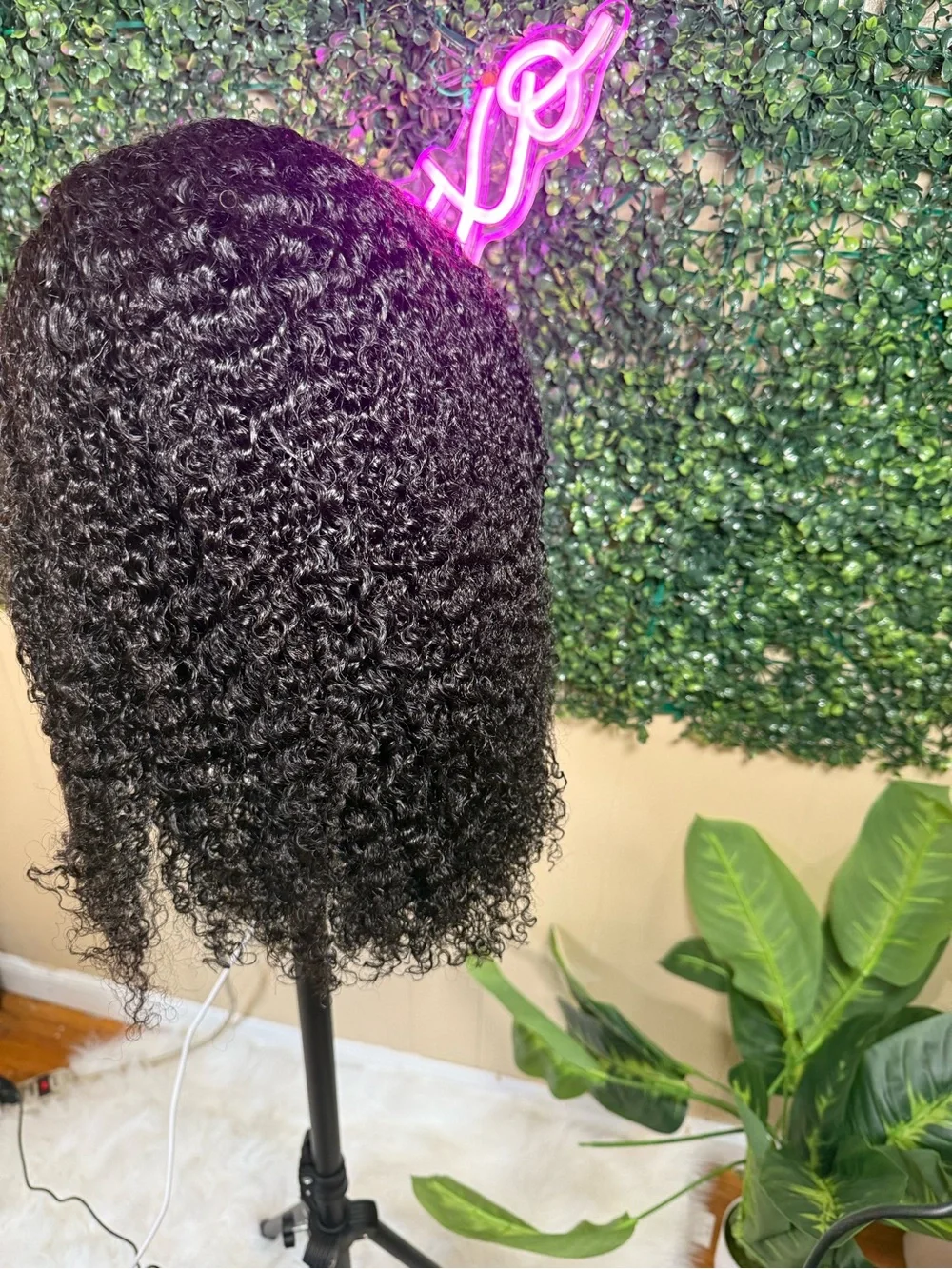 Natural Curly Lace Front Wig - Black